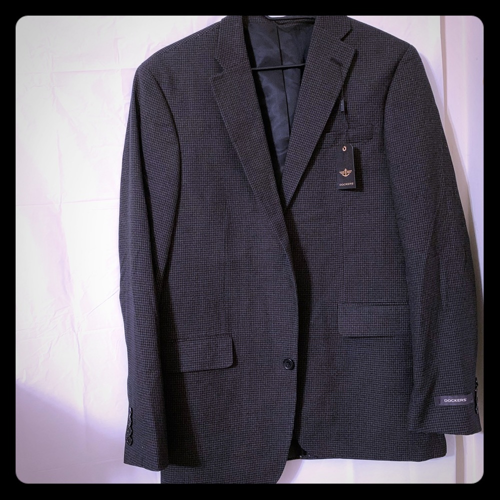 Dockers Men’s Black Check Sports Coat/Blazer, 42L